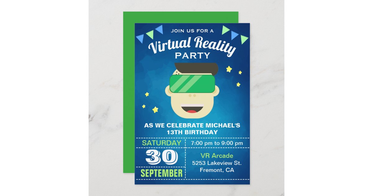 Vr Game Virtual Reality Birthday Party Invitation