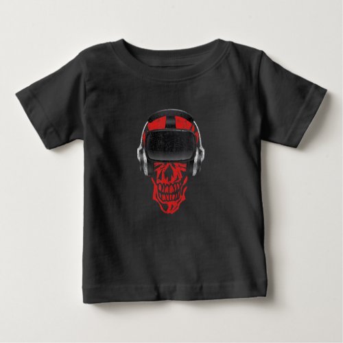 Vr Gamer Headset Video Game Skull_ Virtual Reality Baby T_Shirt
