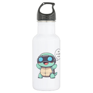 VR Gamer Turtle "BRB In Another World" Kawaii Stainless Steel Water Bottle
