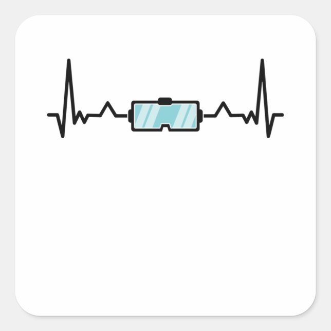 VR Gift Virtual Reality Gamer Heartbeat Square Sticker (Front)
