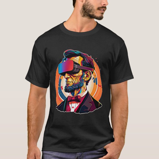 Vr Headset Abraham Lincoln Video Game Virtual Real T-Shirt (Front)