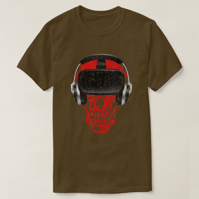 VR  Headset Video Game Skull- Virtual Reality Meta T-Shirt (Design Front)
