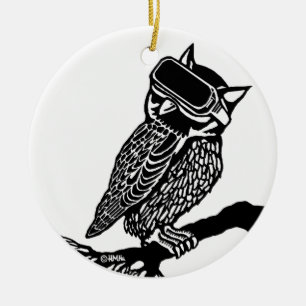 VR Owl Ceramic Ornament