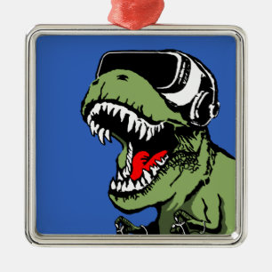 VR T-rex Metal Ornament