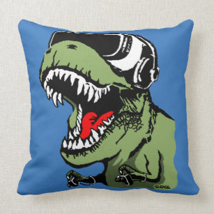 16x16 Random Galaxy Cute Self-Care T-Rex Dinosaur Palm Bath Throw Pillow Multicolor
