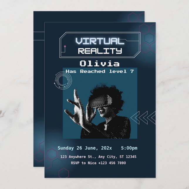 VR Virtual Reality Birthday Party Invitation (Front/Back)
