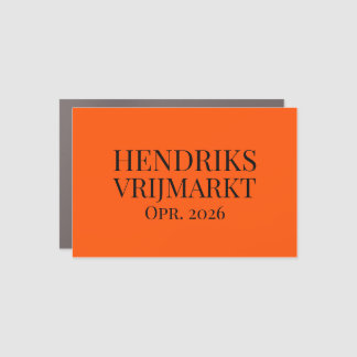 Vrijmarkt Magneet met Naam | Oranje Car Magnet