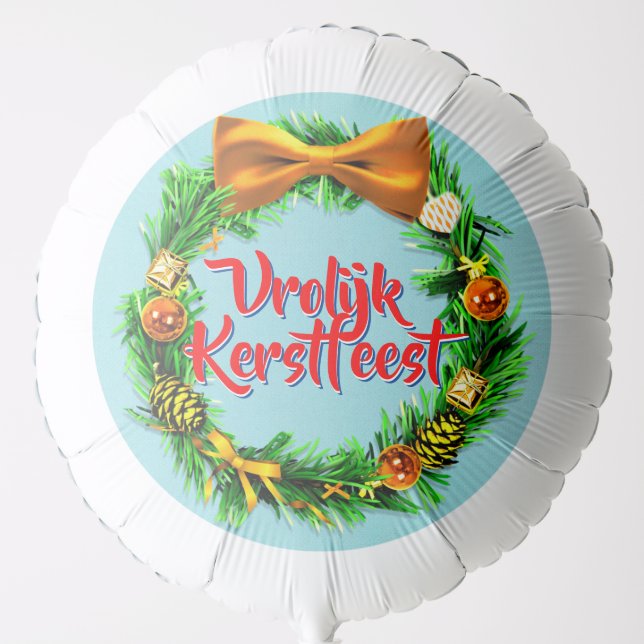 Vrolijk Kerstfeest Dutch Merry Christmas Large Balloon (Front)