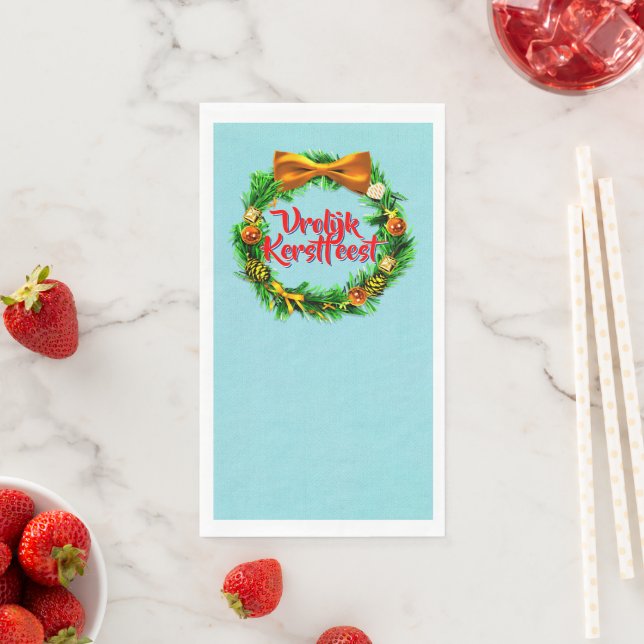 Vrolijk Kerstfeest Dutch Merry Christmas Paper Guest Towels (Insitu)