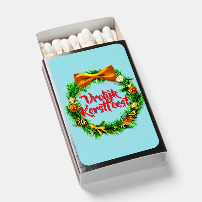 Vrolijk Kerstfeest Dutch Text Word Merry Christmas Matchboxes (Front Open)
