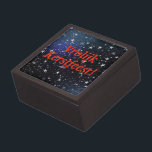 Vrolijk Kerstfeest! Merry Christmas in Dutch rf Gift Box<br><div class="desc">Vrolijk Kerstfeest! Merry Christmas in Dutch. White stars on a black and blue night background. Red font</div>