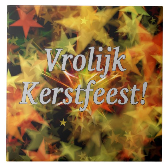 Vrolijk Kerstfeest! Merry Christmas in Dutch wf Tile (Front)