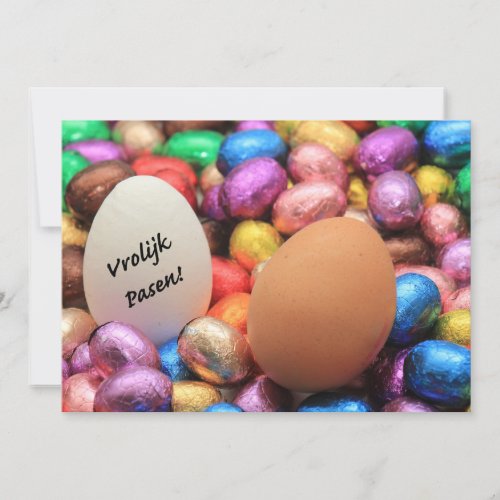 Vrolijk Pasen Chocolate easter eggs Holiday Card