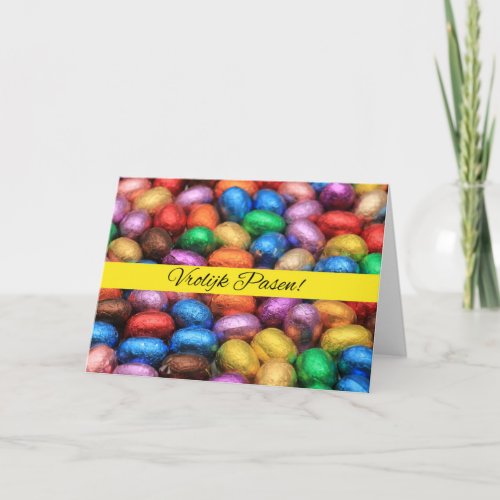 Vrolijk Pasen Chocolate easter eggs Holiday Card