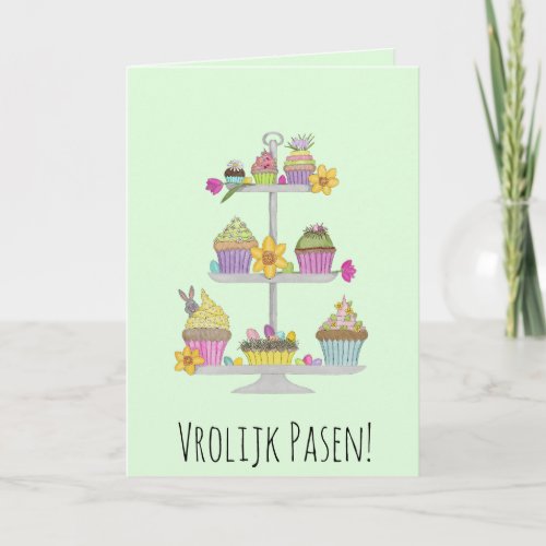 Vrolijk Pasen Dutch Easter Cupcakes Holiday Card