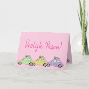 Vrolijk Pasen Dutch Easter Retro Fiat 500 Holiday Card