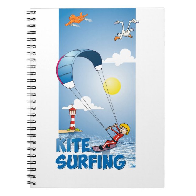 Vrolijke kite surfing. notebook (Front)
