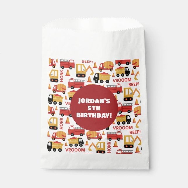 Vroom Honk Beep! Trucks Favor Bag (Front)