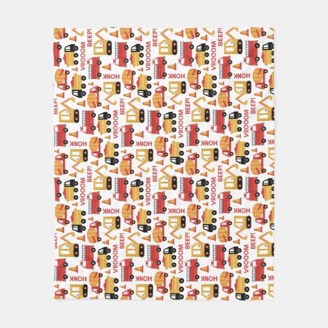Vroom Honk Beep! Trucks  Fleece Blanket (Front)
