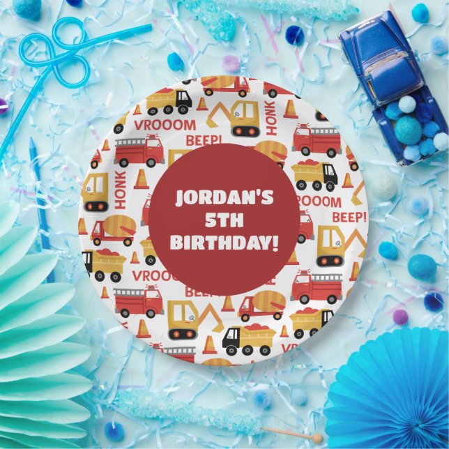 Vroom Honk Beep! Trucks  Paper Plates (Party)