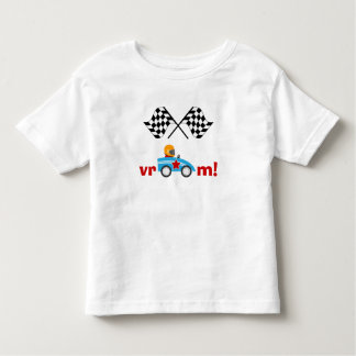Vroom Race Car and checkered flags kids t-shirt