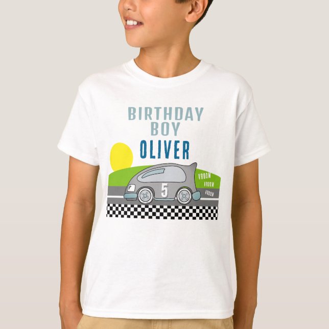 Vroom Racing Car Road Birthday Boy Guest of Honor T-Shirt (Front)