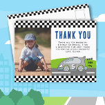 Vroom Racing Car Road Boy Photo Birthday Thank you Postcard<br><div class="desc">Vroom Vroom Racing Car on a Road Boy Photo Birthday Thank You Postcard. This thank you postcard is perfect for a little boy who loves racing cars! The drawing of the car on the road in nature. The text of “Vroom Vroom Vroom” will remind your loved one of the fun...</div>