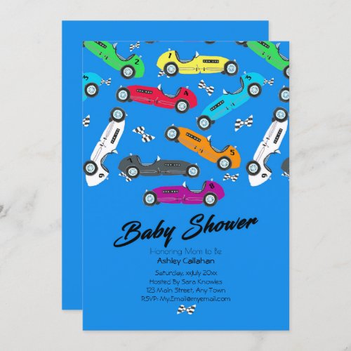 Vroom vintage cars  Baby Boy Shower Invitation