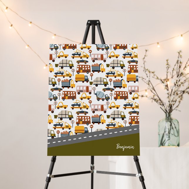 Vroom! Vroom! Car and Transportation Pattern Boy Foam Board (In Situ (Stand))