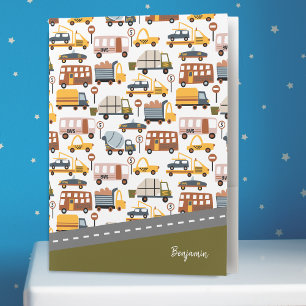 Vroom! Vroom! Car and Transportation Pattern Boy Pocket Folder