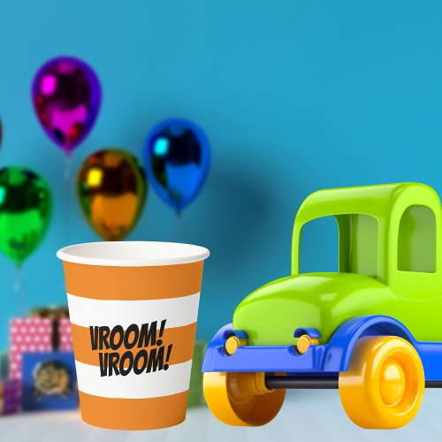 Vroom Vroom Car Themed Birthday Construction Paper Cups