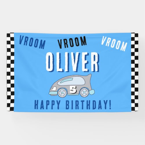 Vroom Vroom Racing Car Boy Birthday Banner