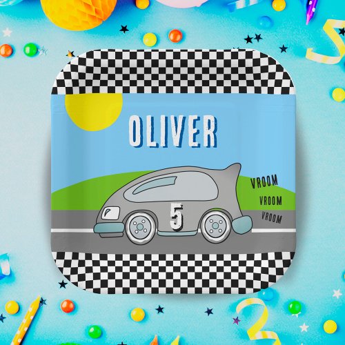 Vroom Vroom Racing Car Road Boy Birthday Paper Plates