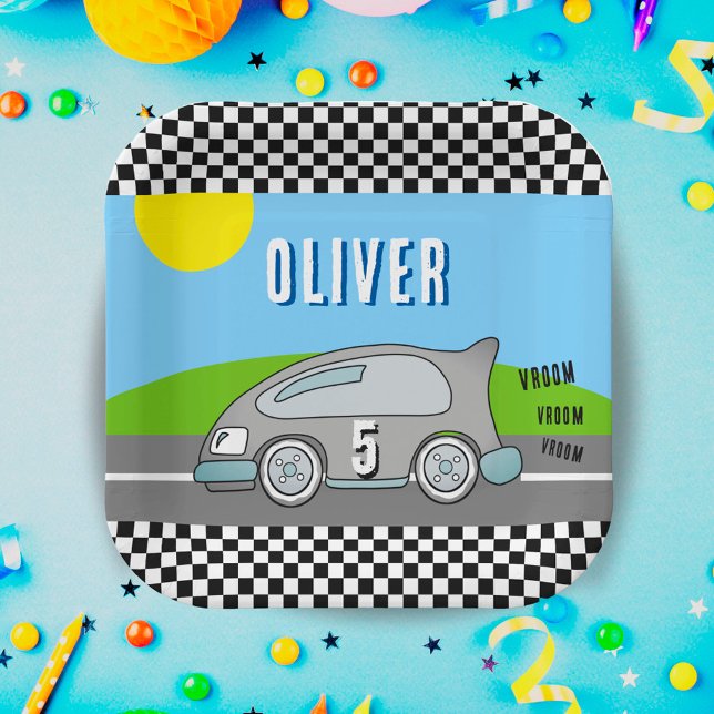 Vroom Vroom Racing Car Road Boy Birthday Paper Plates (Creator Uploaded)