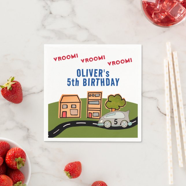Vroom Vroom Racing Car Road House Boy Birthday Napkins (Insitu)