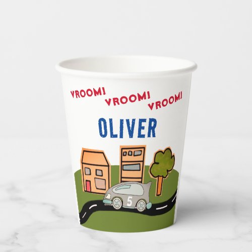 Vroom Vroom Racing Car Road House Boy Birthday Paper Cups