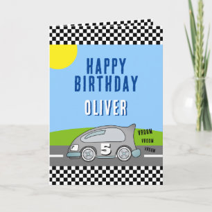 Vroom Vroom Racing Car Road Name Happy Birthday Card