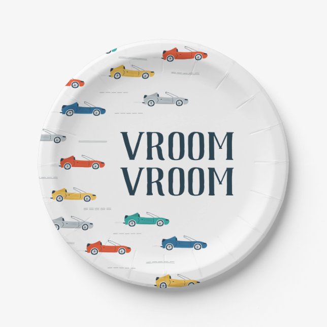 Vroom Vroom Transportation Paper Plates (Front)
