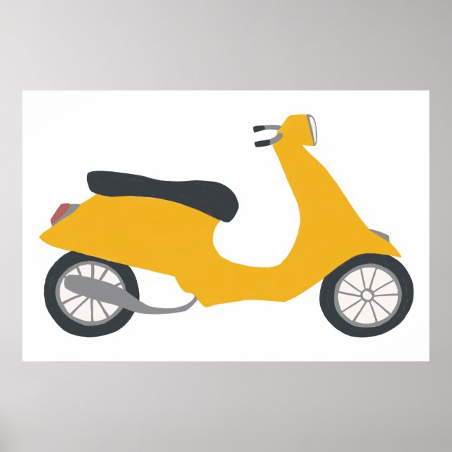 Vroom Vroom Yellow Motor Scooter Art Poster (Front)