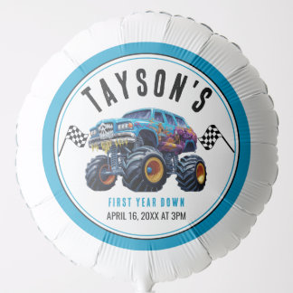 Vroom Zoom Monster Truck Boom | 1st Birthday Party Balloon