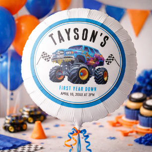 Vroom Zoom Monster Truck Boom   1st Birthday Party Balloon