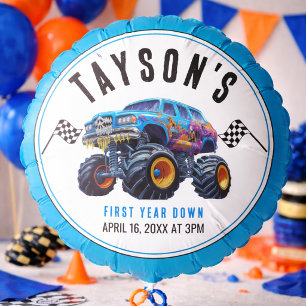 Vroom Zoom Monster Truck Boom   1st Birthday Party Balloon