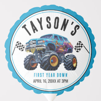 Vroom Zoom Monster Truck Boom | 1st Birthday Party Balloon