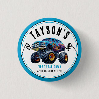 Vroom Zoom Monster Truck Boom | 1st Birthday Party Button