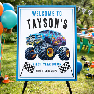 Vroom Zoom Monster Truck Boom   1st Birthday Party Foam Board