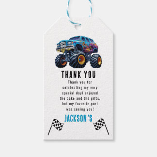 Vroom Zoom Monster Truck Boom | 1st Birthday Party Gift Tags