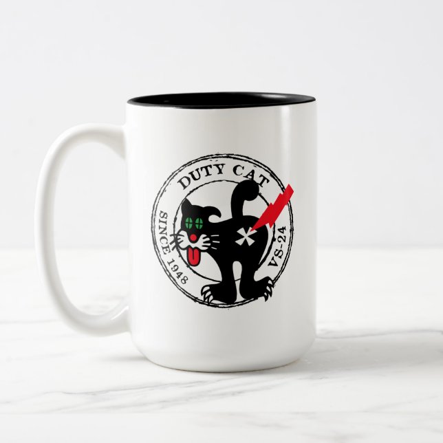 VS-24 DUTY CAT SINCE 1948 Two-Tone COFFEE MUG (Left)