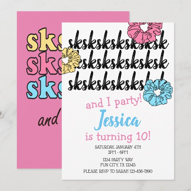 VSCO Girl Birthday Party Invitation (Front/Back)