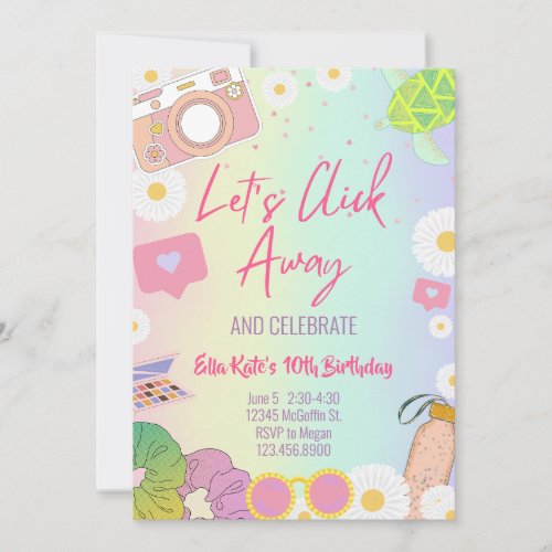 VSCO Girl Pastel Tie Dye Tween Teen Girl Party Invitation