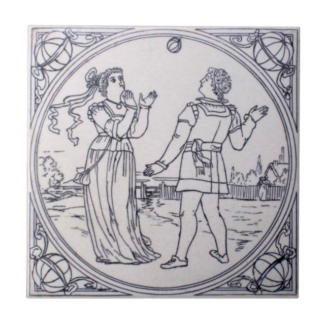 VT0094 Reproduction Antique Transferware Ceramic Tile (Front)